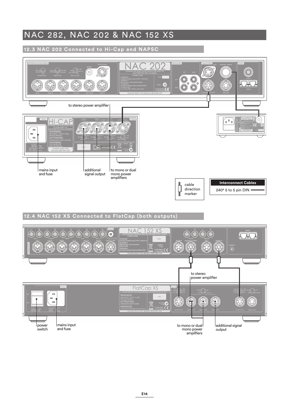 3 nac 202 connected to hi-cap and napsc, 4 nac 152 xs connected to flatcap (both outputs) | Naim Audio NAC-N 172 XS User Manual | Page 16 / 24