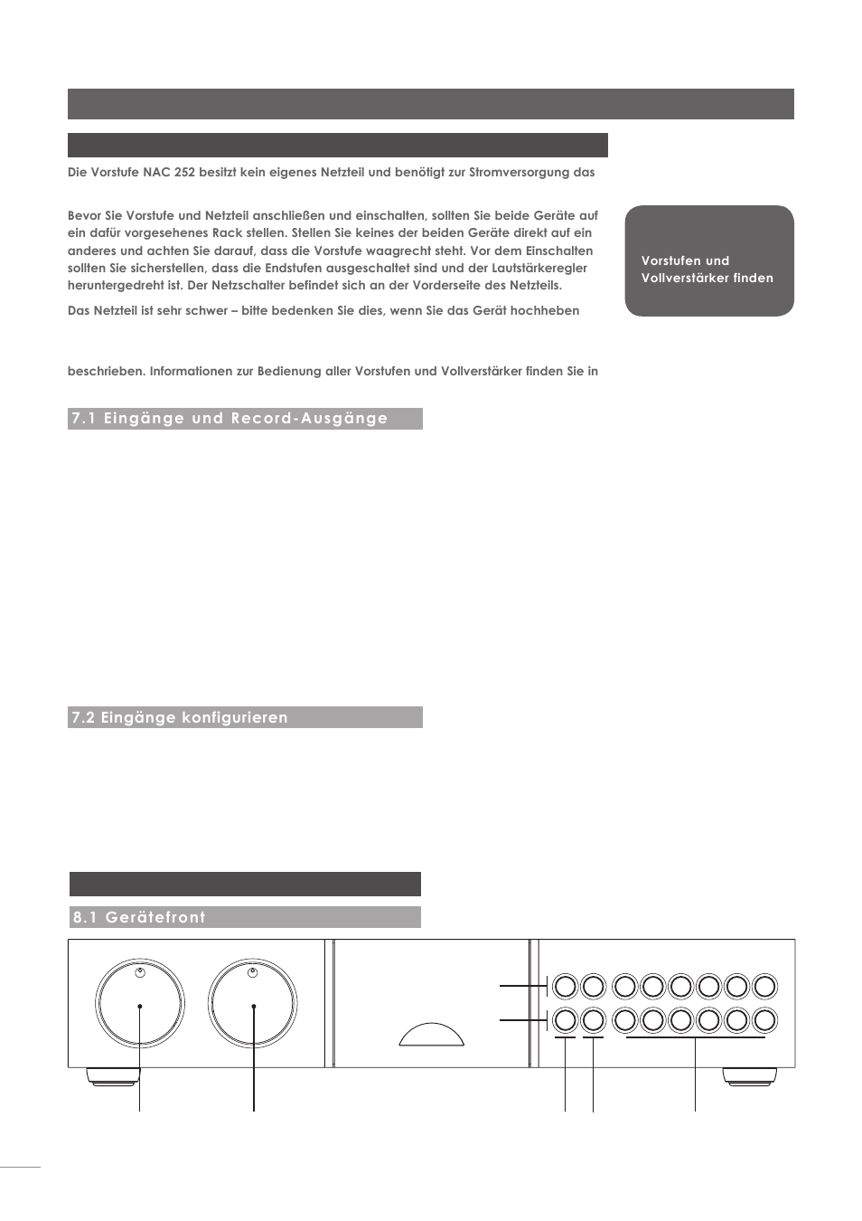 Vorstufe nac 252, 7 nac 252 – allgemeines und installation | Naim Audio NAC-N 172 XS User Manual | Page 52 / 178