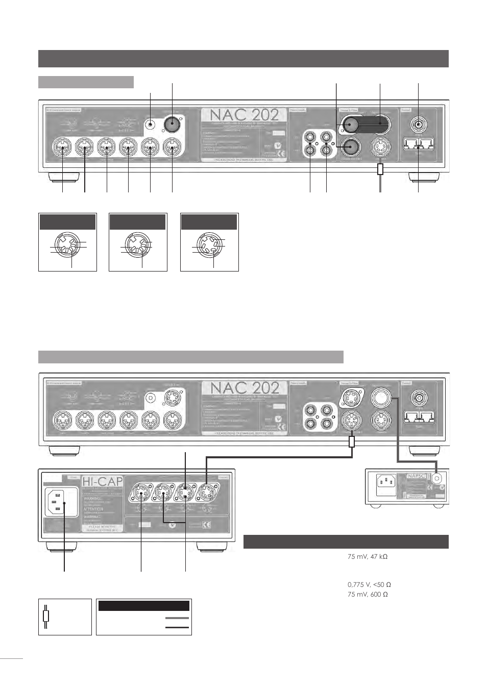 Vorstufe nac 202, 2 rückseite, 3 anschluss an die netzteile hi-cap und napsc | Naim Audio NAC-N 172 XS User Manual | Page 58 / 178