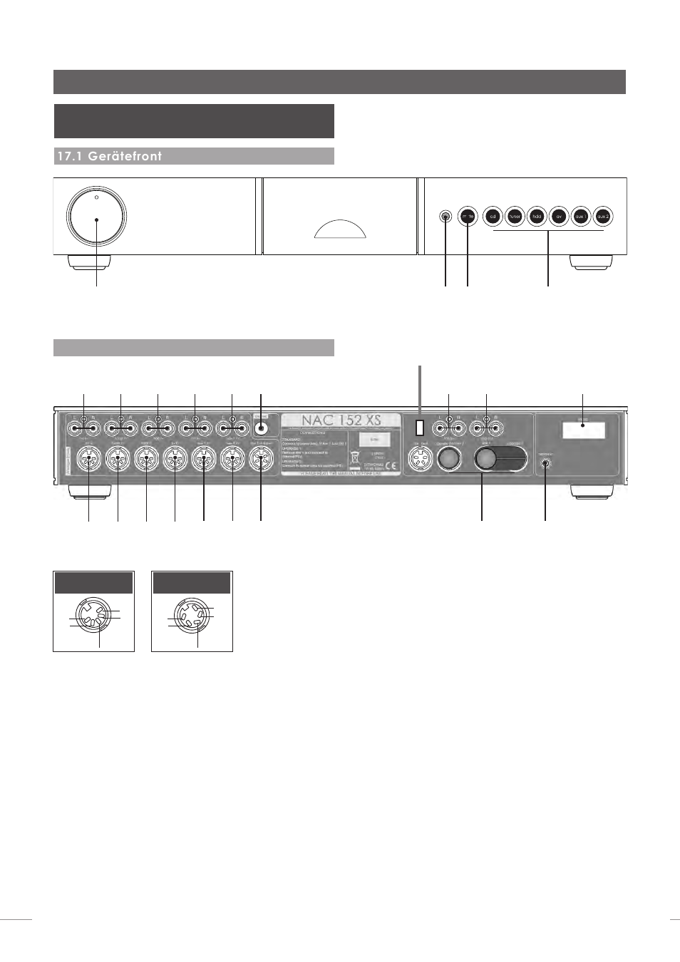 Vorstufe nac 152 xs, 2 rückseite, 1 gerätefront | Naim Audio NAC-N 172 XS User Manual | Page 60 / 178