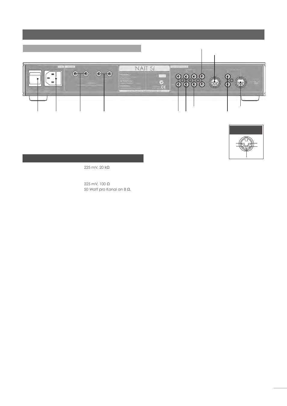 Vollverstärker nait 5 i, 27 nait 5 i – technische daten, 2 rückseite | Naim Audio NAC-N 172 XS User Manual | Page 73 / 178
