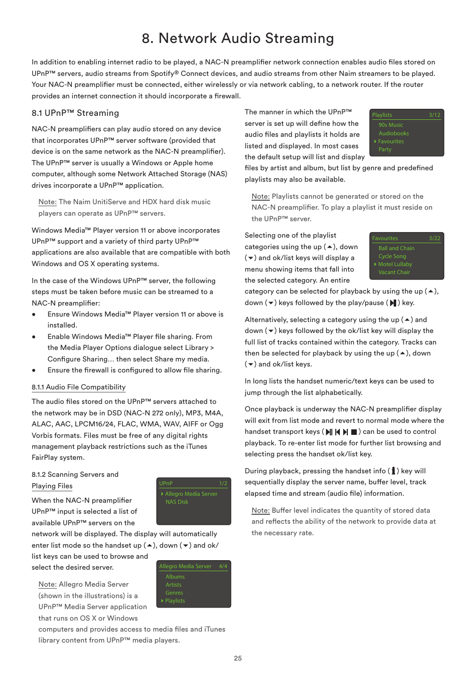 Network audio streaming, 1 upnp™ streaming | Naim Audio NAC-N 272 User Manual | Page 27 / 32