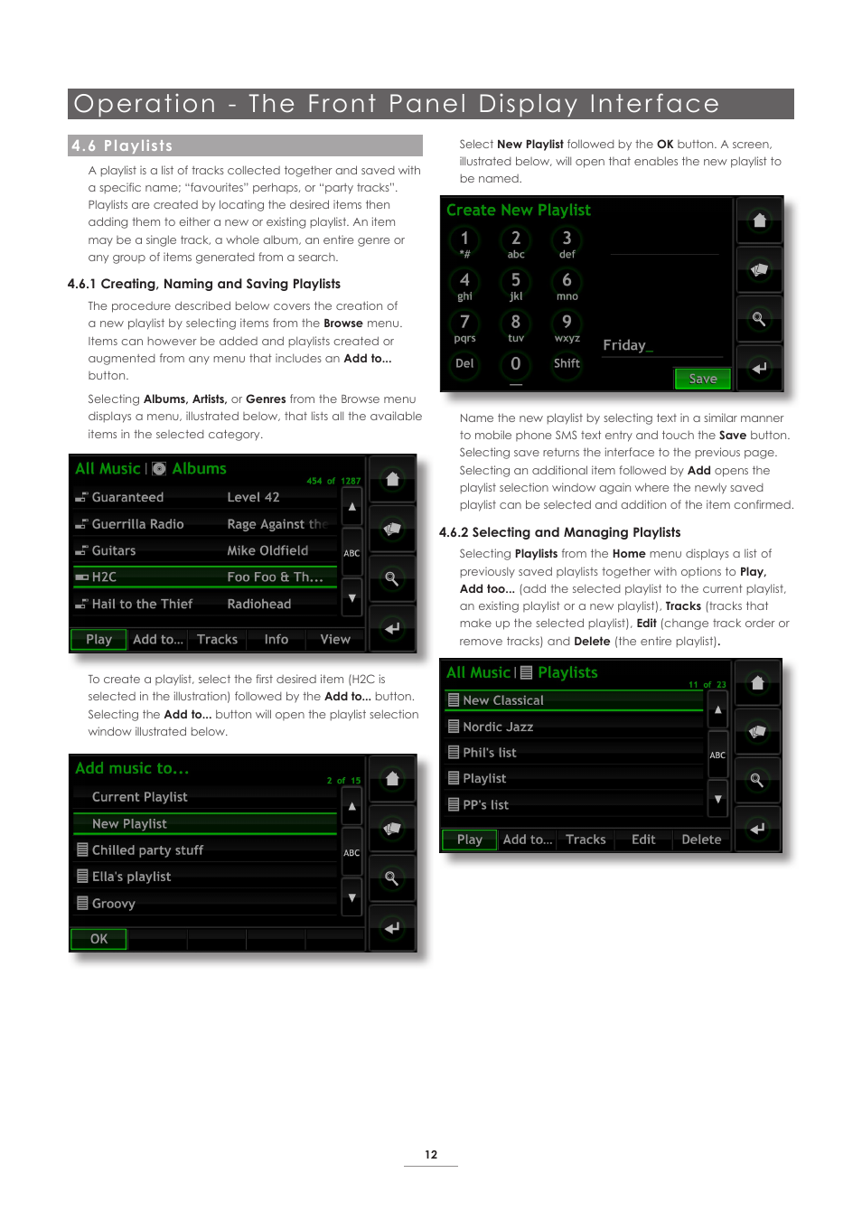 6 playlists, Operation - the front panel display inter face | Naim Audio HDX User Manual | Page 14 / 30