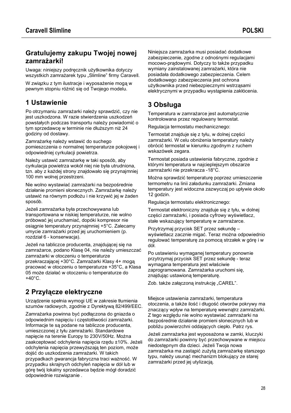Caravell Slimline SLC 168 User Manual | Page 28 / 35