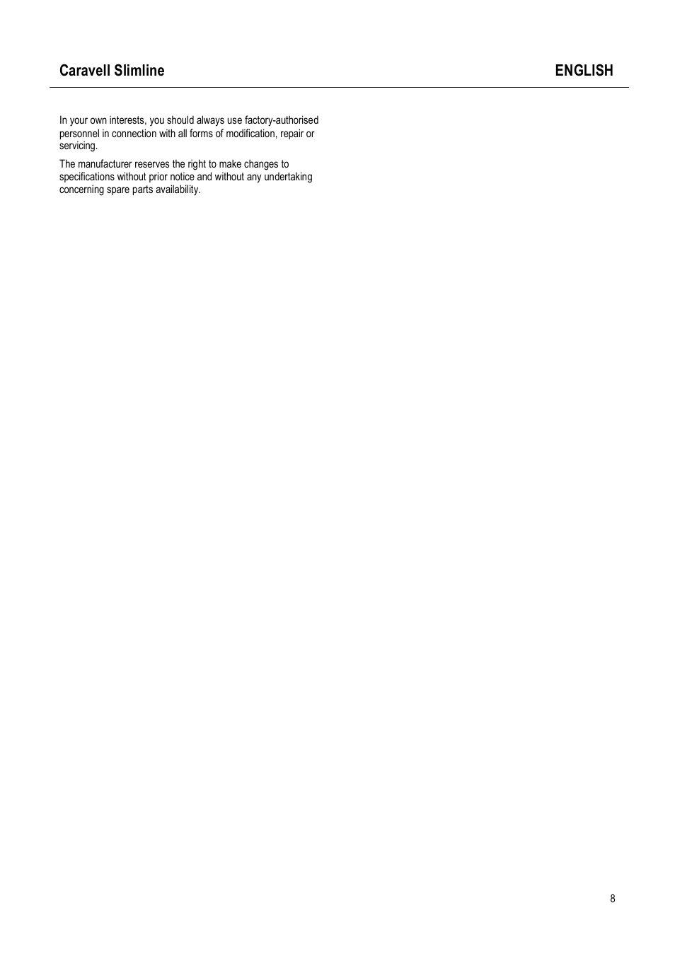 Caravell Slimline SLC 168 User Manual | Page 8 / 35