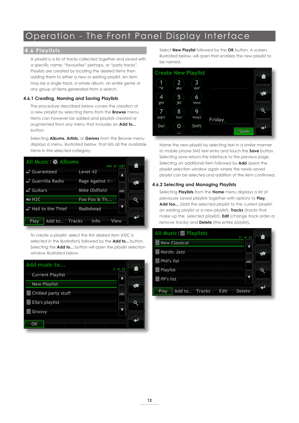 6 playlists, Operation - the front panel display inter face | Naim Audio HDX User Manual | Page 14 / 32