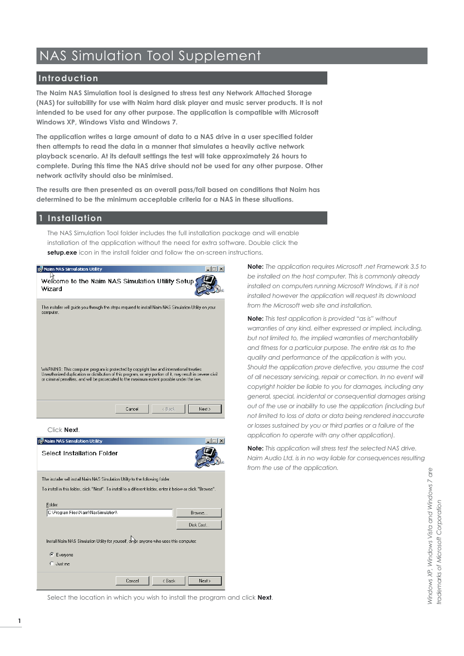 Nas simulation tool supplement, Introduction, 1 installation | Naim Audio HDX User Manual | Page 2 / 8