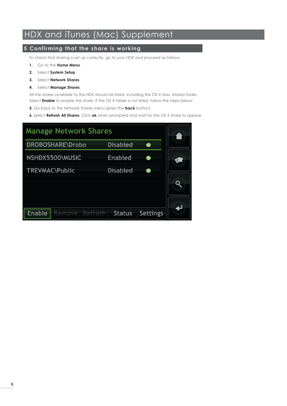 Hdx and itunes (mac) supplement, 5 confirming that the share is working | Naim Audio HDX User Manual | Page 6 / 8