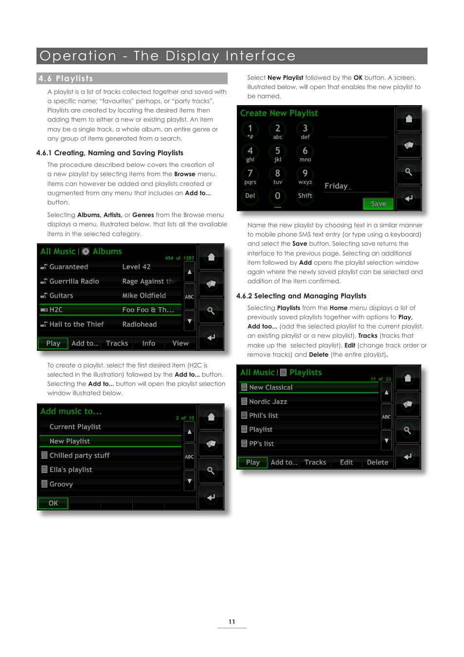 6 playlists, Operation - the display inter face | Naim Audio UnitiServe User Manual | Page 13 / 29
