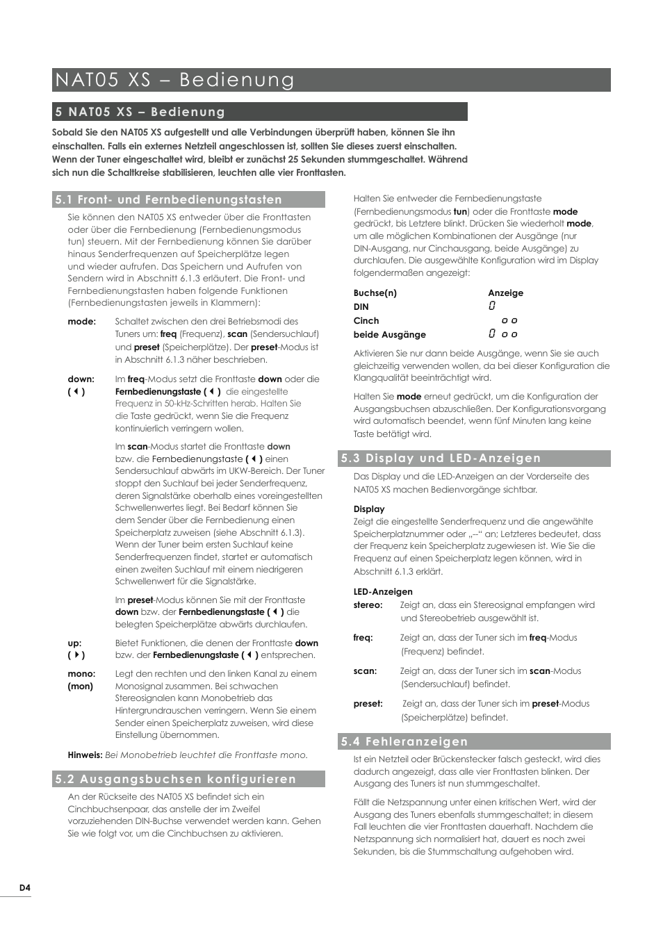 Nat05 xs – bedienung, 5 nat05 xs – bedienung | Naim Audio NAT05 XS User Manual | Page 14 / 34