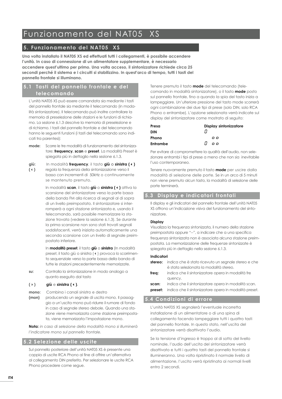 Funzionamento del nat05 xs | Naim Audio NAT05 XS User Manual | Page 30 / 34