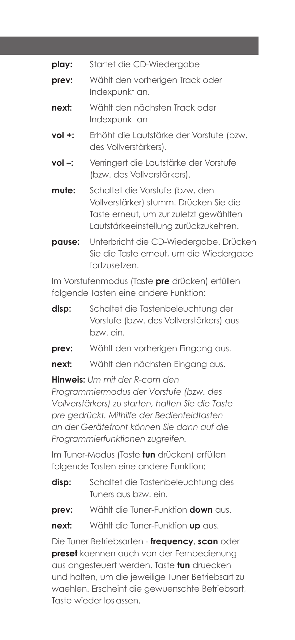 Fer nbedienung r-com | Naim Audio CD555 User Manual | Page 7 / 12