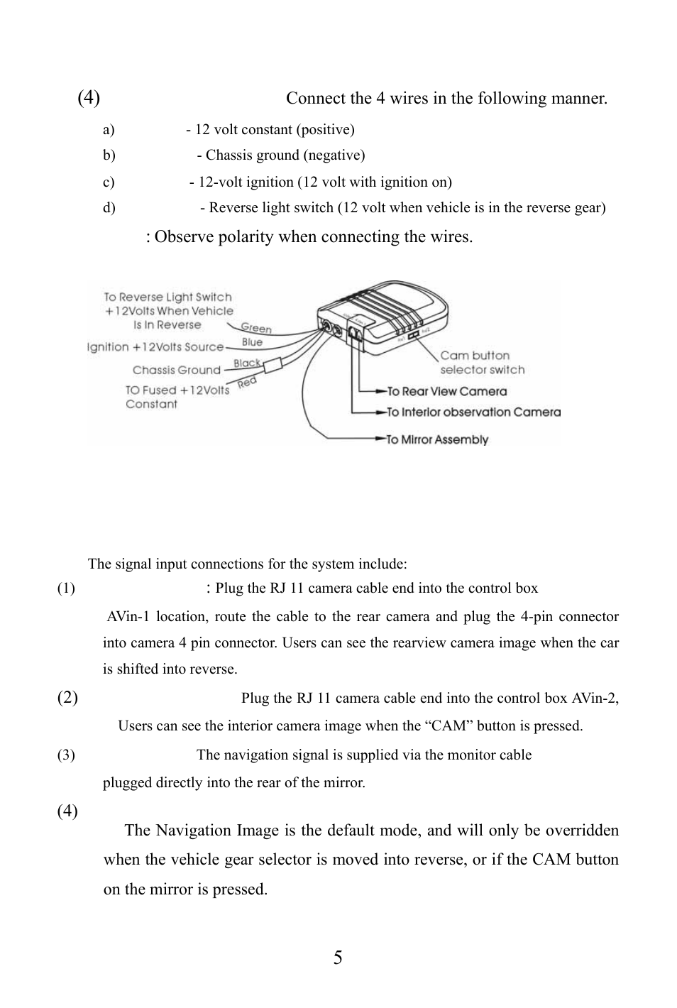 Signal inputs | Audiovox LCMR5RP User Manual | Page 6 / 14