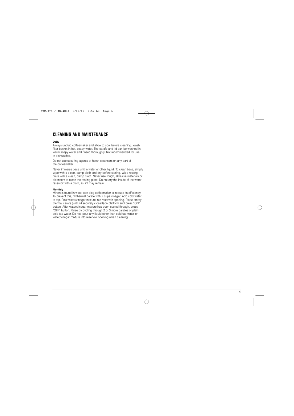 Cleaning and maintenance | Cuisinart DTC-975 User Manual | Page 5 / 8