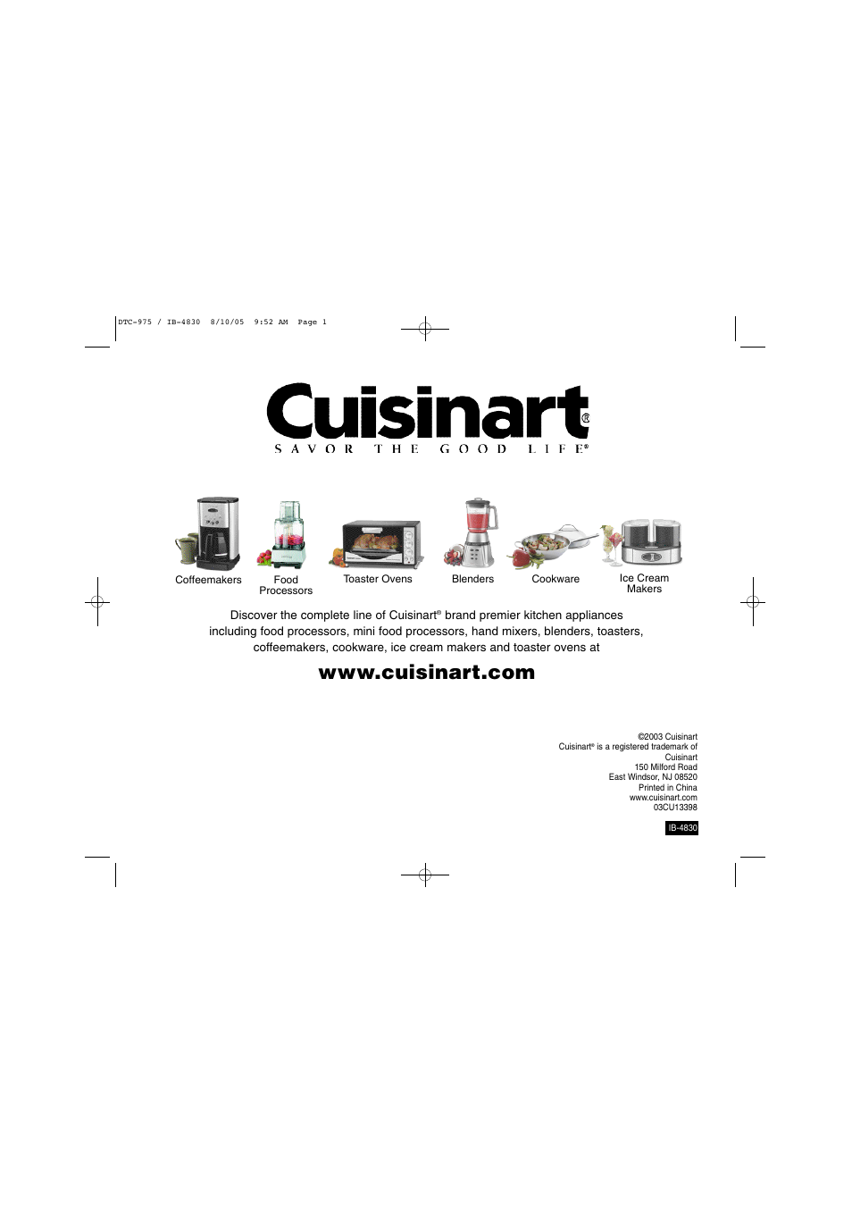 Cuisinart DTC-975 User Manual | Page 8 / 8