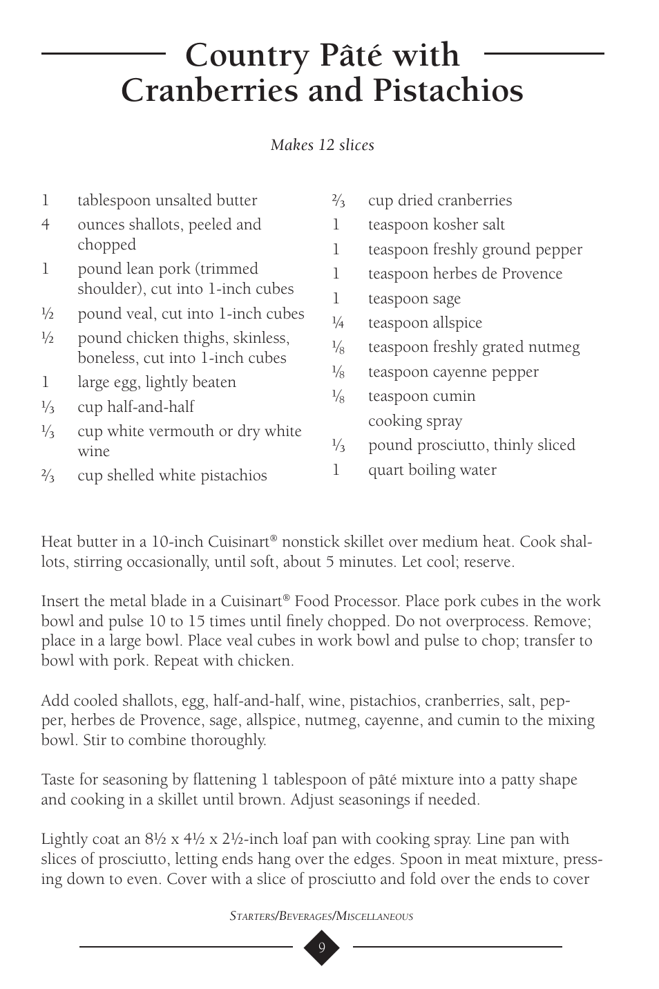Country pâté with cranberries and pistachios | Cuisinart PSC-650 User Manual | Page 12 / 88