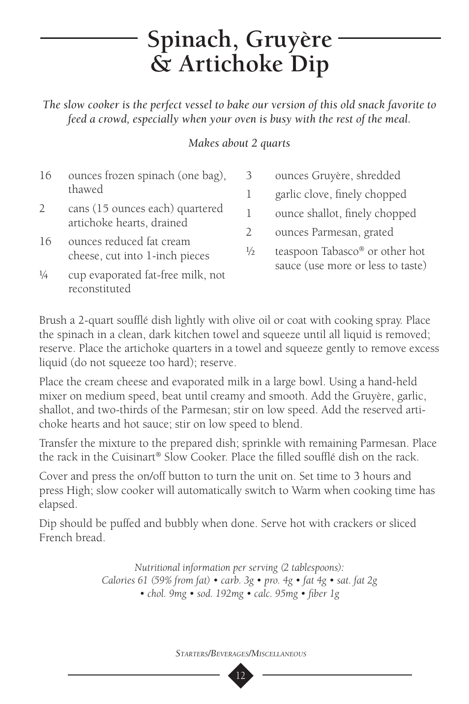 Spinach, gruyère & artichoke dip | Cuisinart PSC-650 User Manual | Page 15 / 88