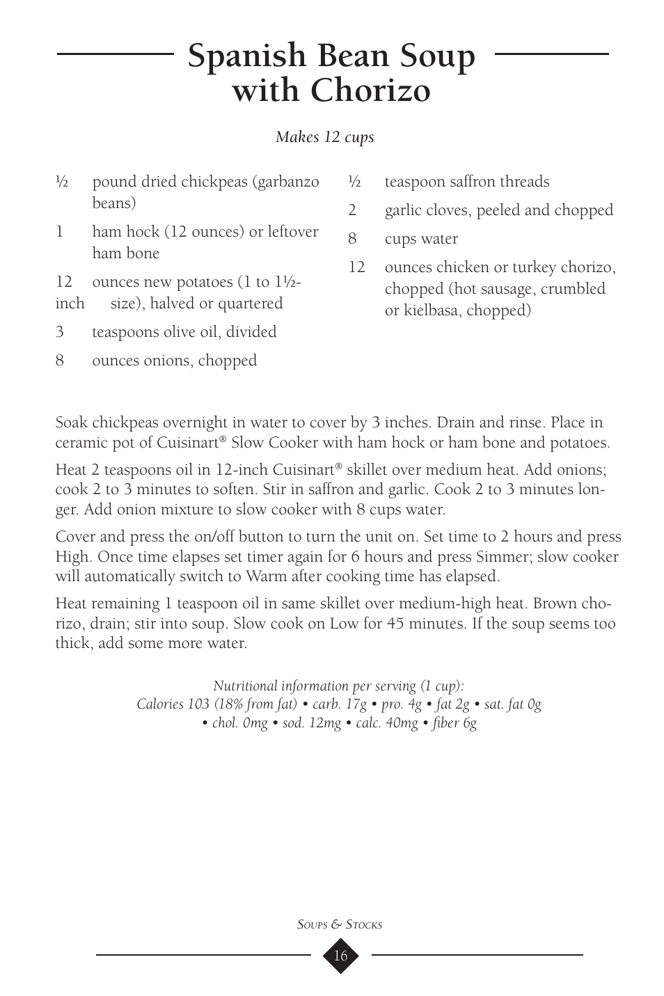 Spanish bean soup with chorizo | Cuisinart PSC-650 User Manual | Page 19 / 88