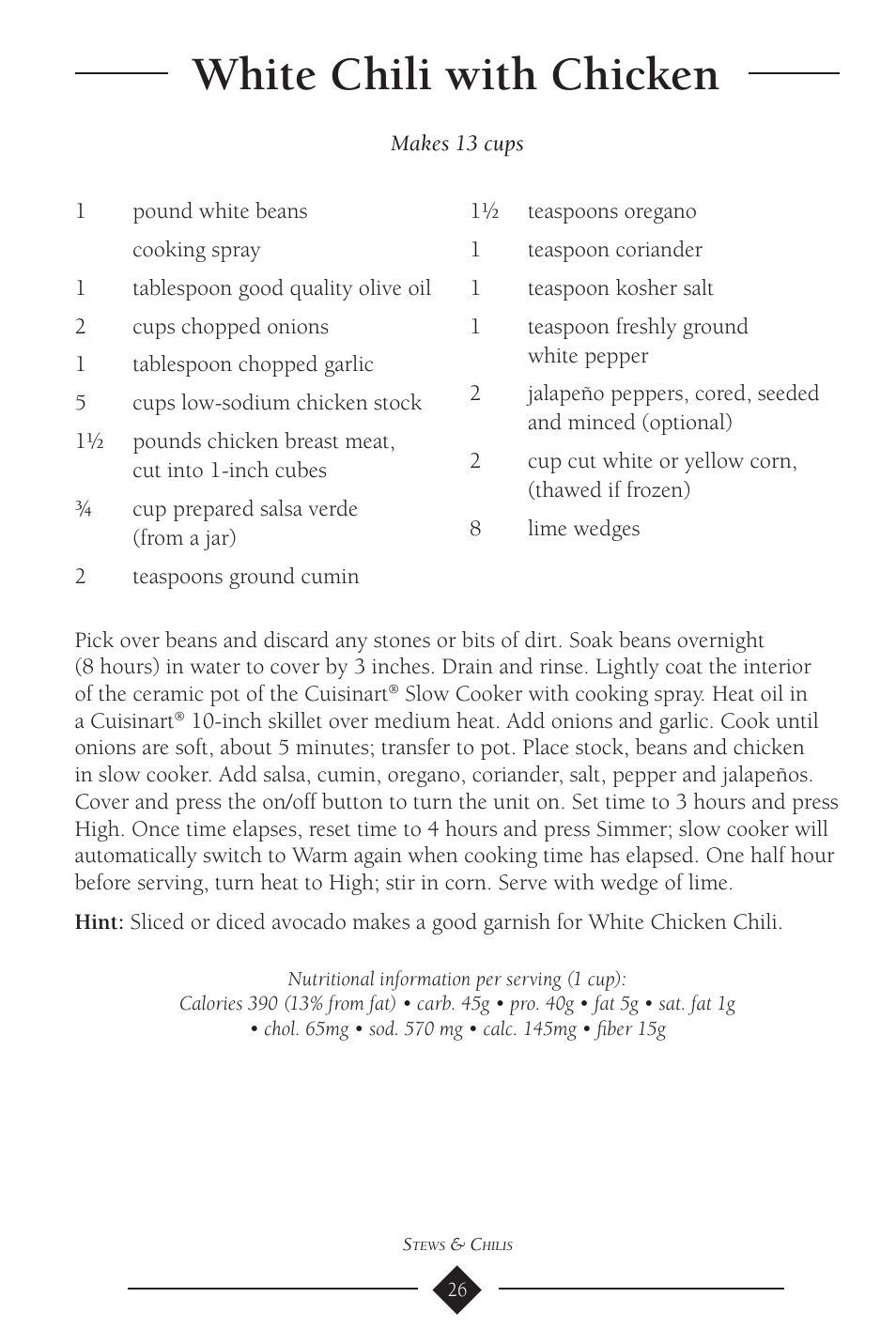 White chili with chicken | Cuisinart PSC-650 User Manual | Page 29 / 88