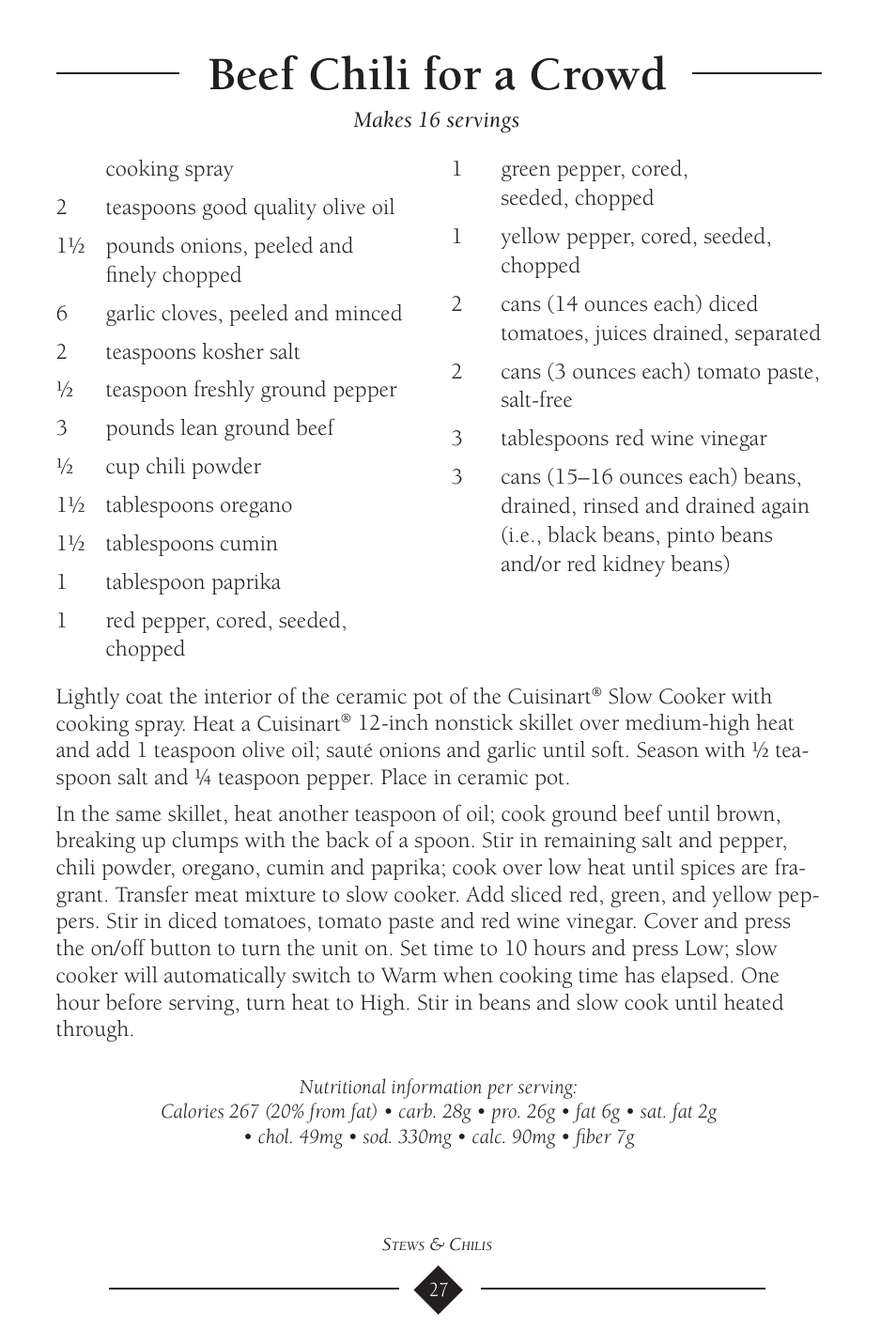 Beef chili for a crowd | Cuisinart PSC-650 User Manual | Page 30 / 88