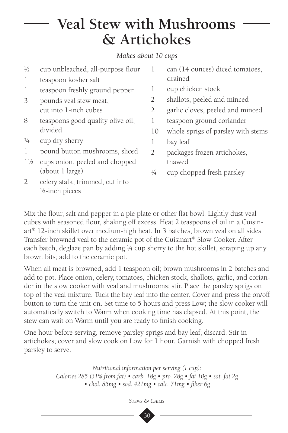 Veal stew with mushrooms & artichokes | Cuisinart PSC-650 User Manual | Page 33 / 88
