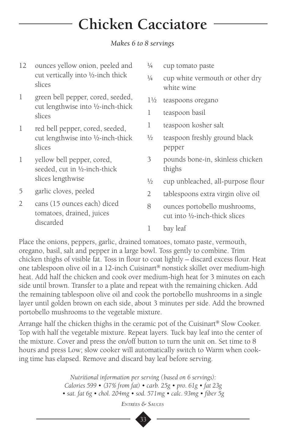 Chicken cacciatore | Cuisinart PSC-650 User Manual | Page 36 / 88