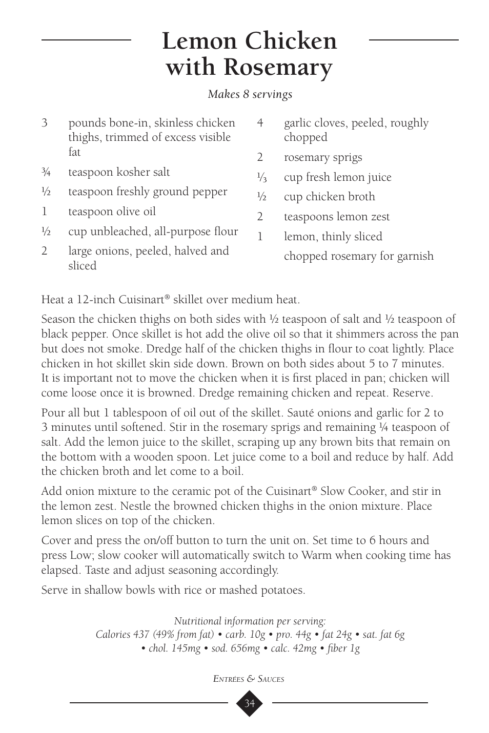 Lemon chicken with rosemary | Cuisinart PSC-650 User Manual | Page 37 / 88