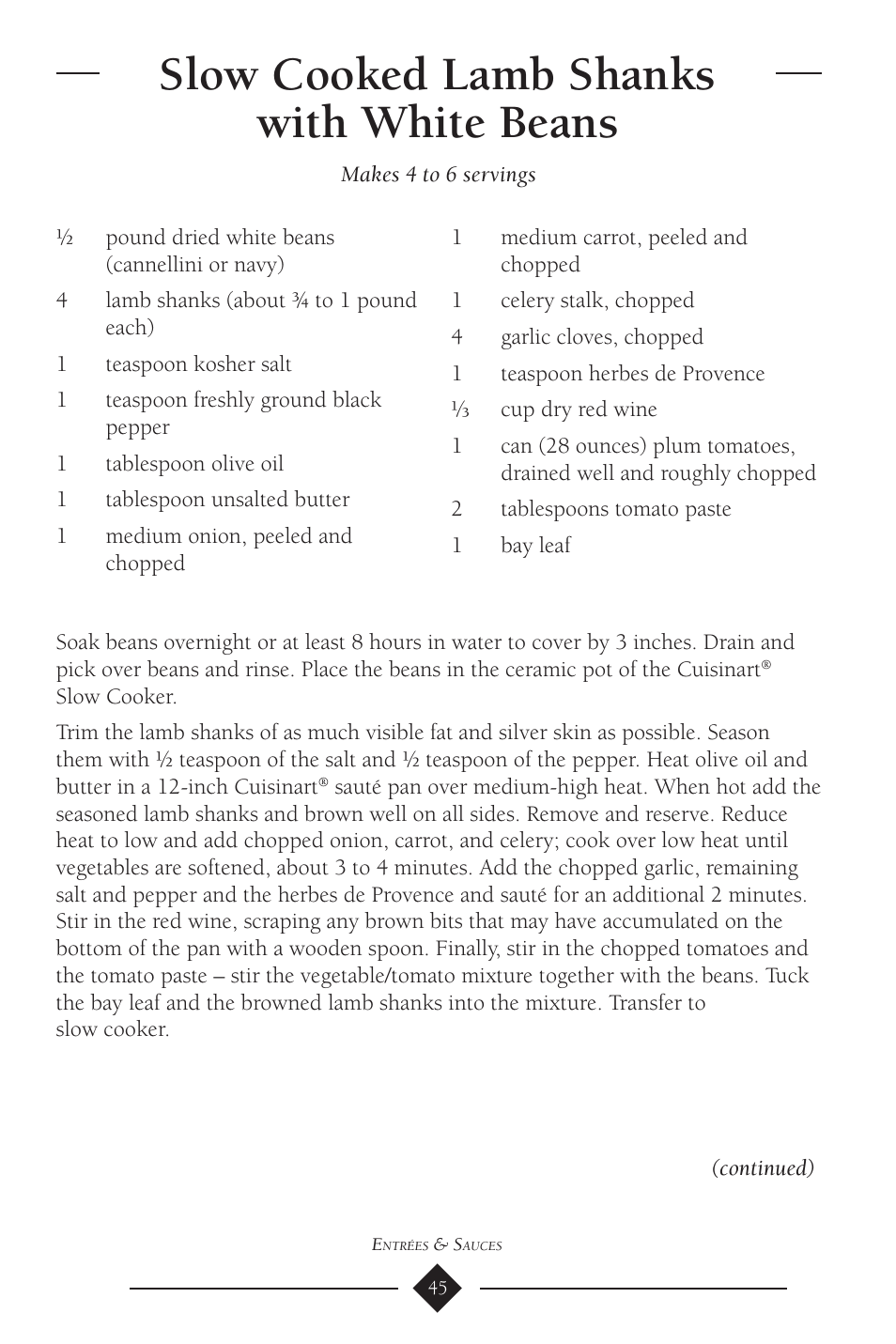 Slow cooked lamb shanks with white beans | Cuisinart PSC-650 User Manual | Page 48 / 88