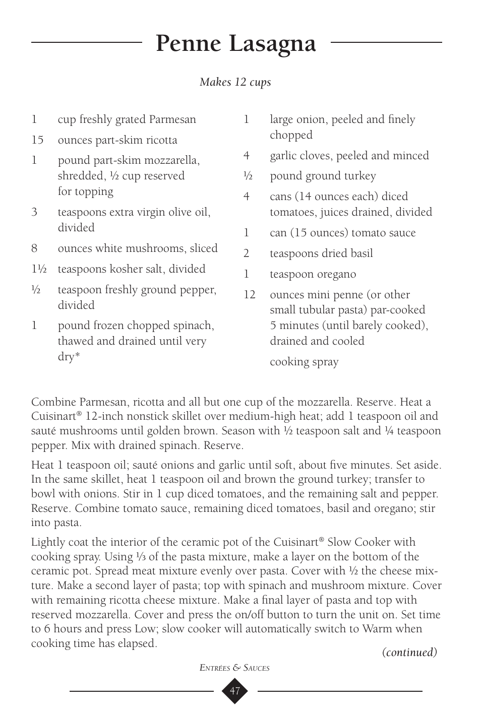 Penne lasagna | Cuisinart PSC-650 User Manual | Page 50 / 88