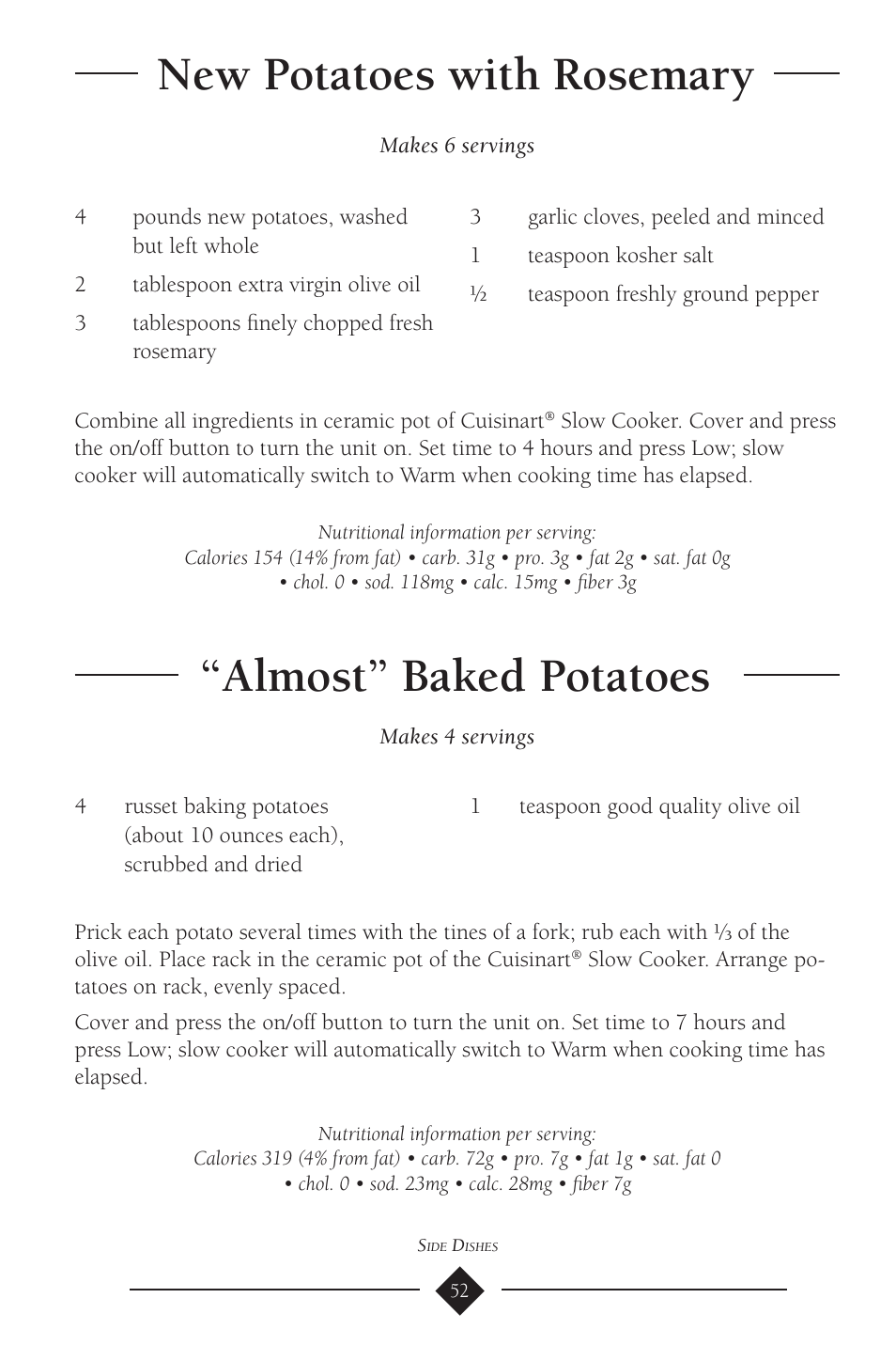 New potatoes with rosemary, Almost” baked potatoes | Cuisinart PSC-650 User Manual | Page 55 / 88