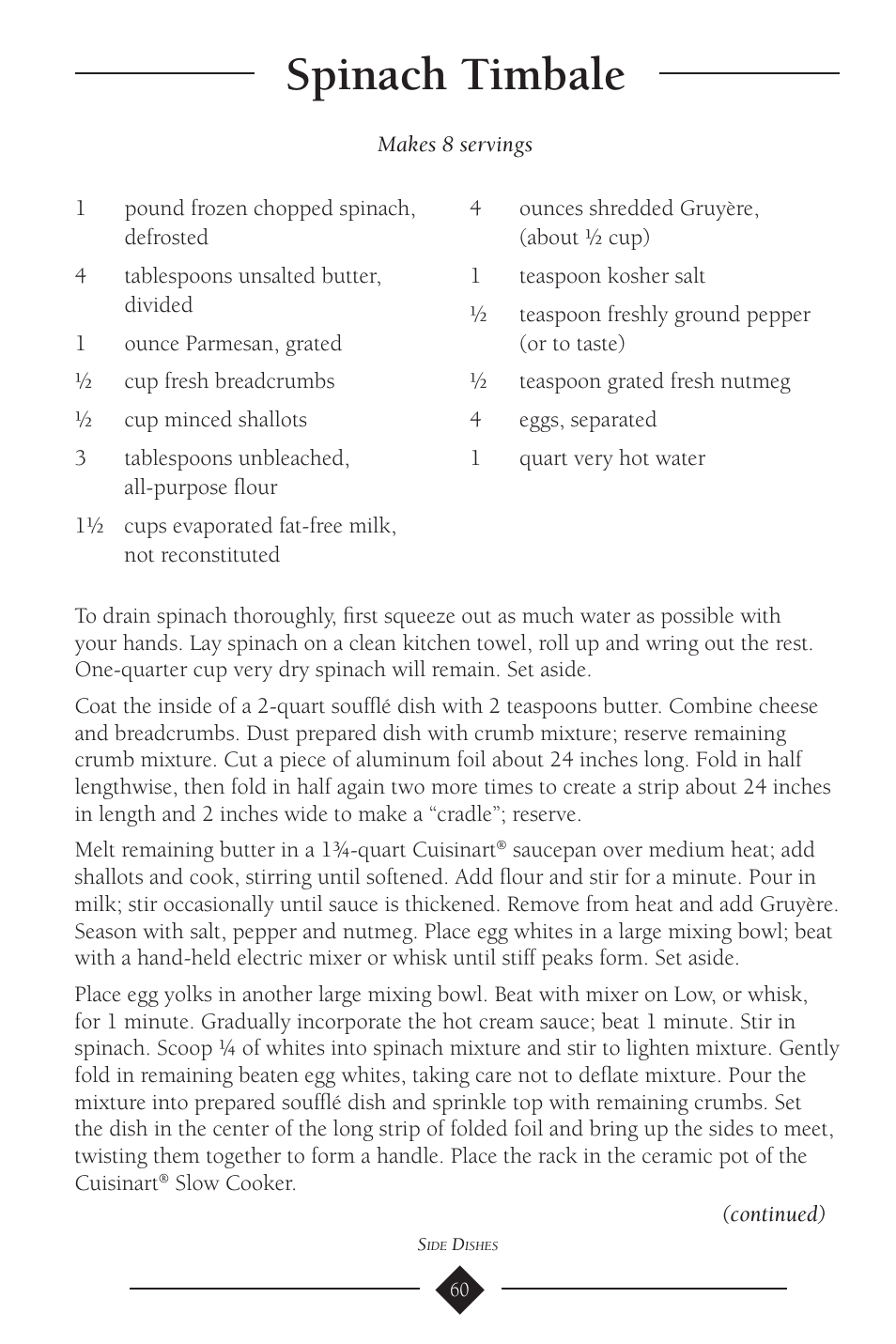 Spinach timbale | Cuisinart PSC-650 User Manual | Page 63 / 88