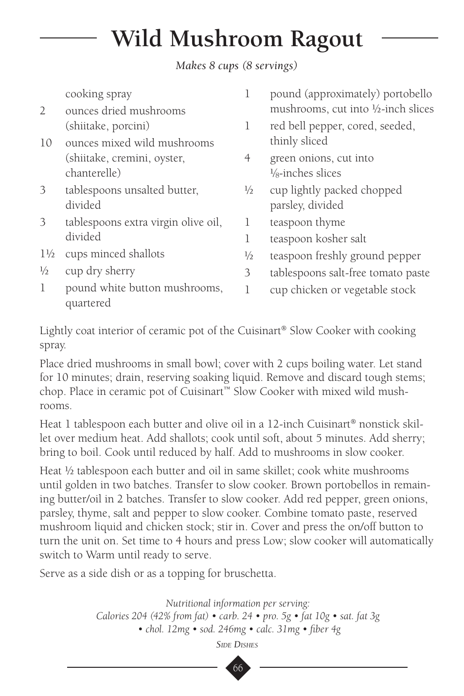 Wild mushroom ragout | Cuisinart PSC-650 User Manual | Page 69 / 88