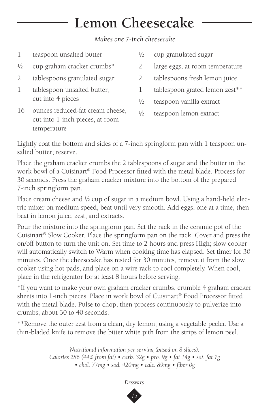 Lemon cheesecake | Cuisinart PSC-650 User Manual | Page 78 / 88