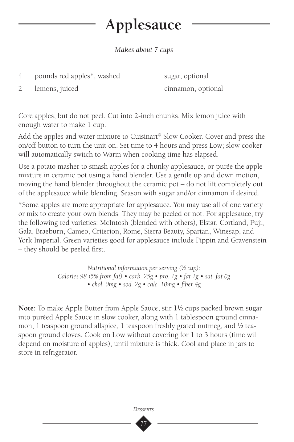 Applesauce | Cuisinart PSC-650 User Manual | Page 80 / 88