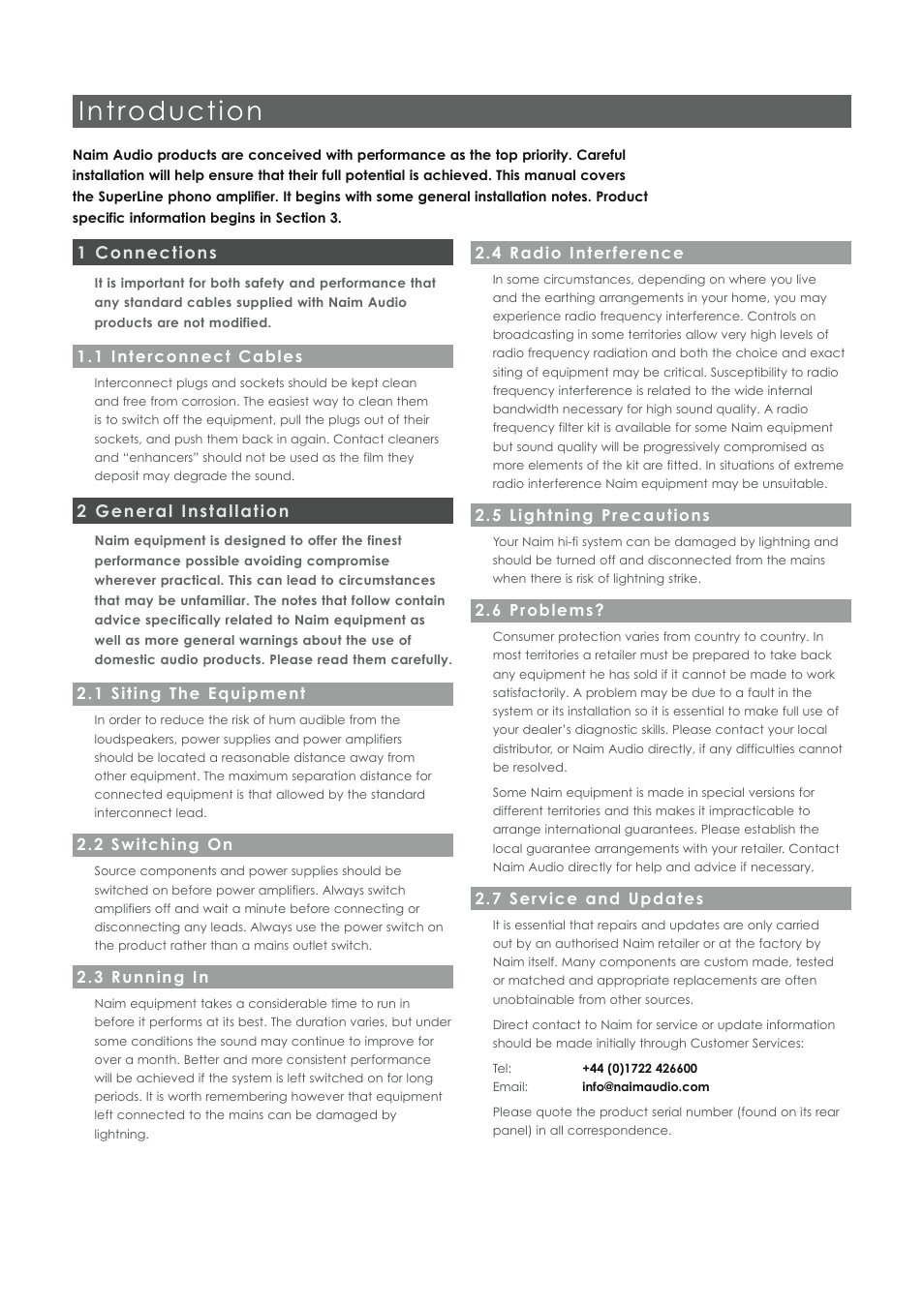 Introduction | Naim Audio SuperLine User Manual | Page 2 / 32