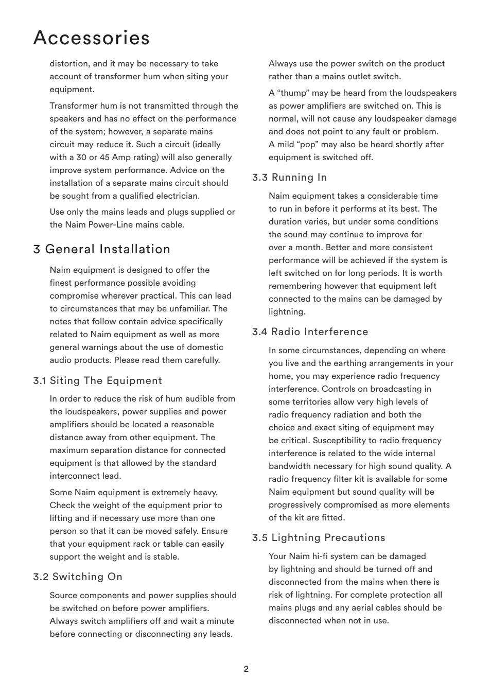 Accessories, 3 general installation | Naim Audio StageLine User Manual | Page 4 / 12