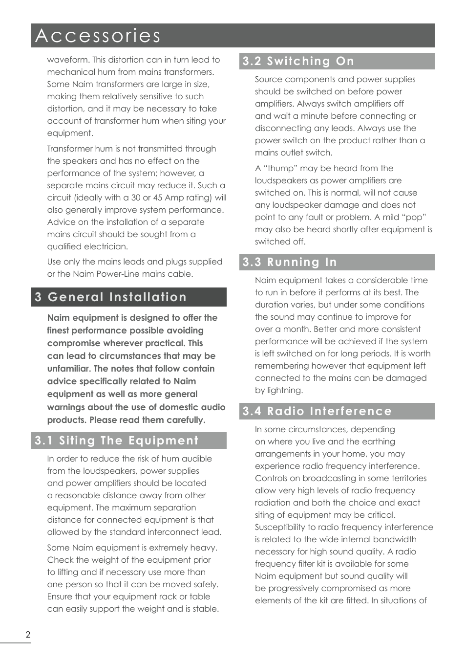 Accessories, 3 general installation | Naim Audio HeadLine User Manual | Page 4 / 12