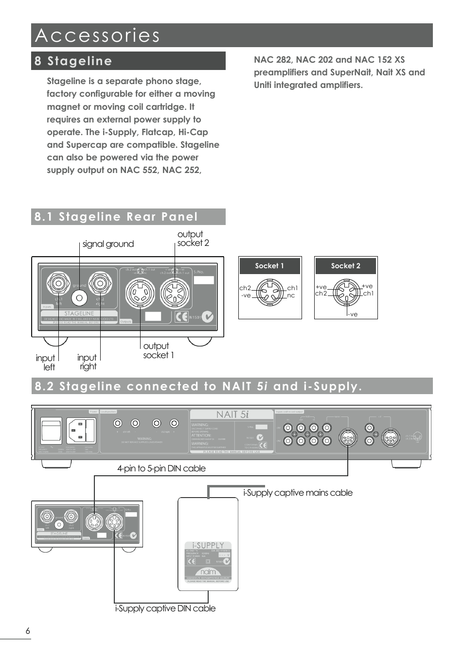 Accessories, 8 stageline, 1 stageline rear panel | 2 stageline connected to nait 5 i and i-supply | Naim Audio HeadLine User Manual | Page 8 / 12