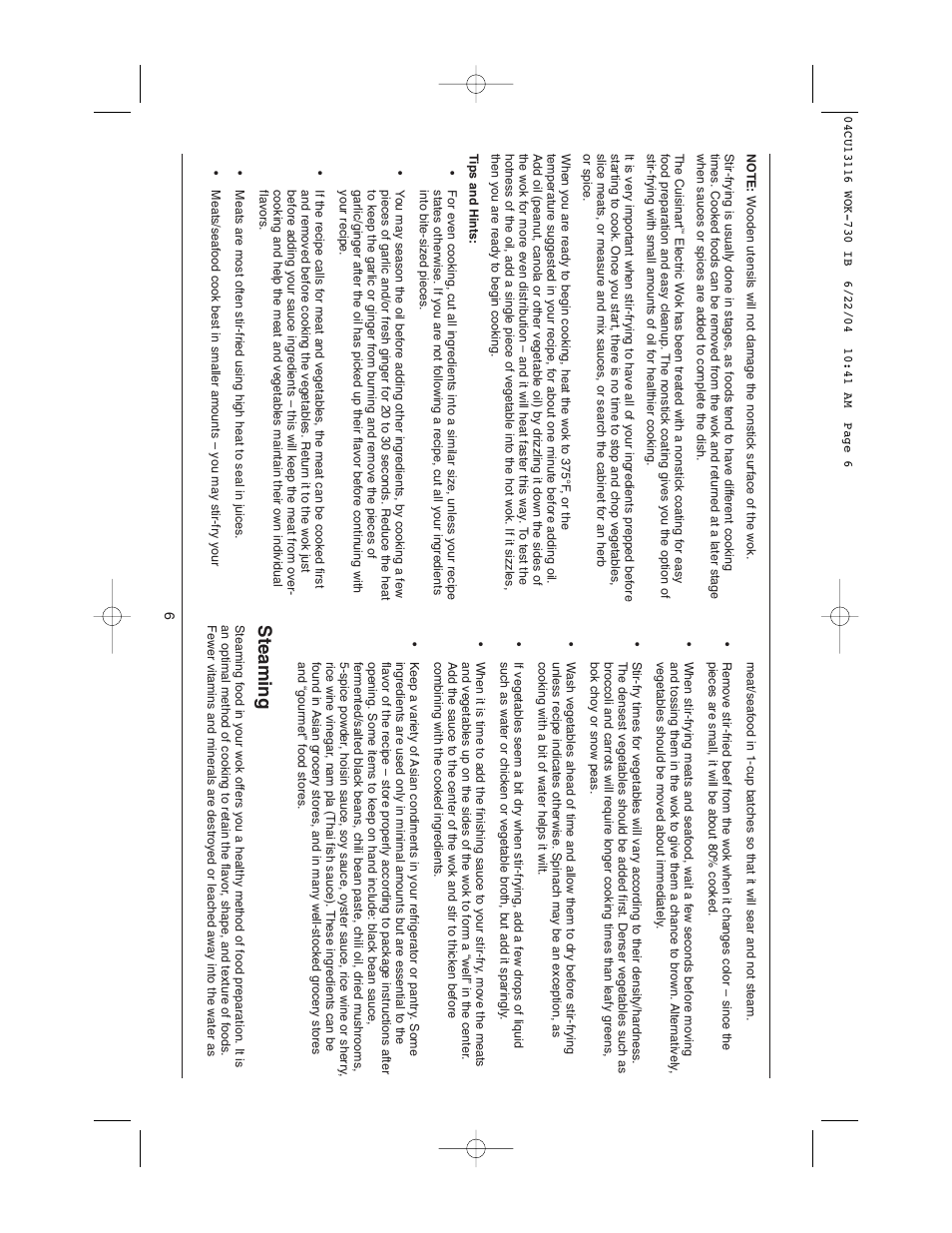 Steaming | Cuisinart WOK-730 User Manual | Page 6 / 9