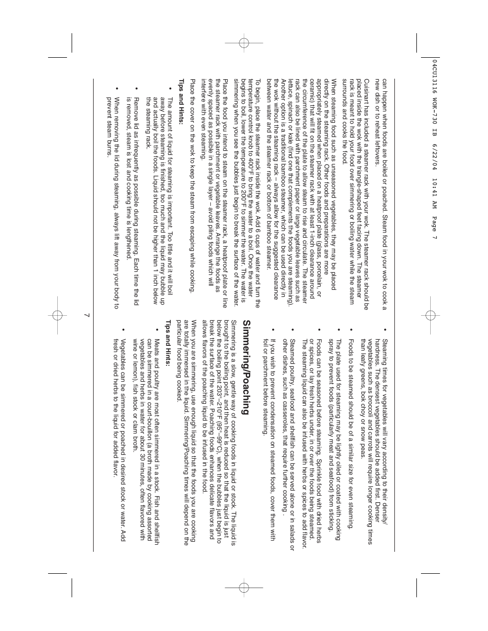 Simmering/poaching | Cuisinart WOK-730 User Manual | Page 7 / 9