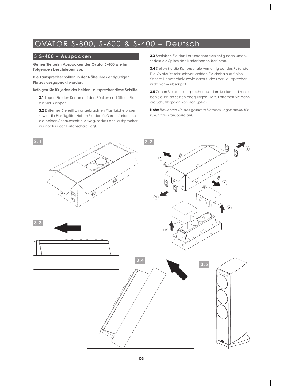3 s-400 – auspacken | Naim Audio Ovator S-800 User Manual | Page 12 / 72