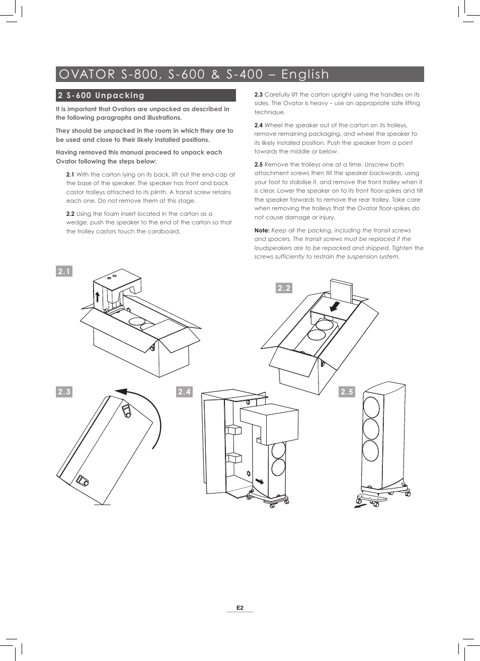 2 s-600 unpacking | Naim Audio Ovator S-800 User Manual | Page 3 / 72