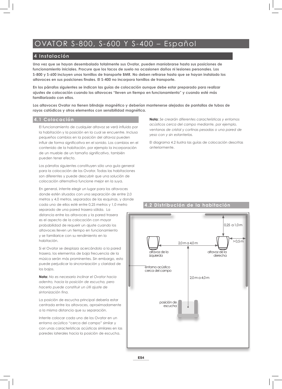 4 instalación | Naim Audio Ovator S-800 User Manual | Page 37 / 72