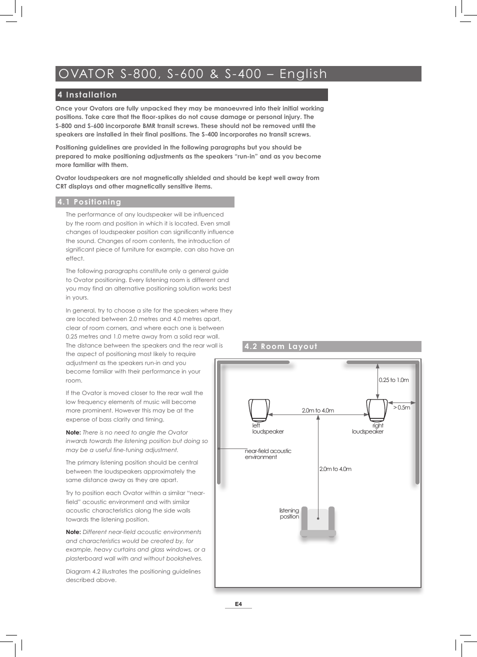 4 installation | Naim Audio Ovator S-800 User Manual | Page 5 / 72