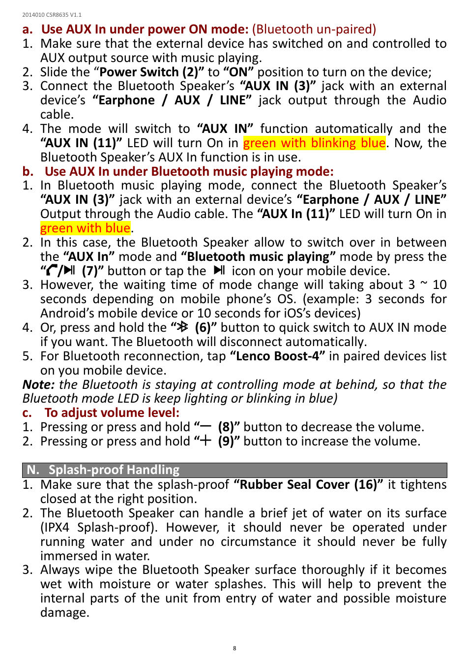 Lenco Boost-4 User Manual | Page 8 / 11