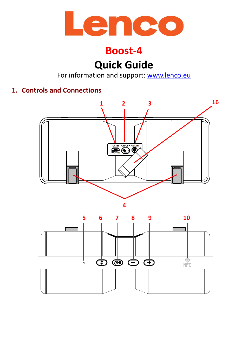 Lenco Boost-4 User Manual | 5 pages