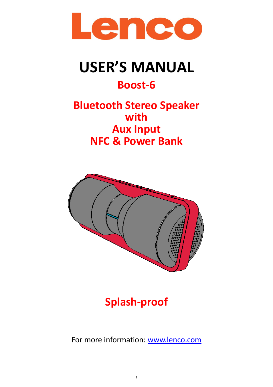 Lenco Boost-6 User Manual | 12 pages