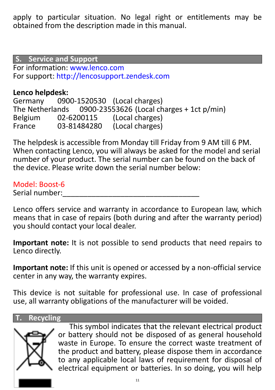 Lenco Boost-6 User Manual | Page 11 / 12