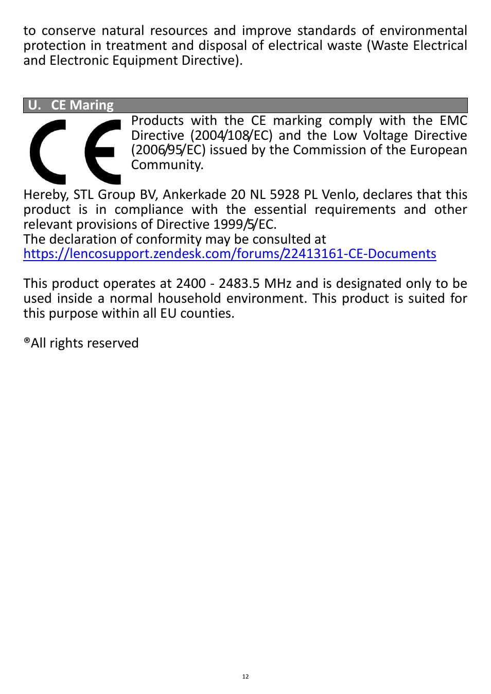 Lenco Boost-6 User Manual | Page 12 / 12