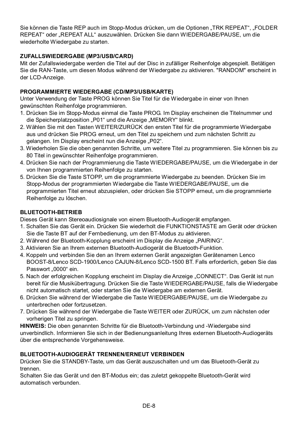 Lenco Boost-8 User Manual | Page 44 / 60